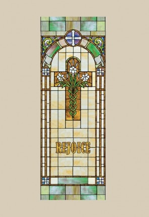 Celebration Banners Stained Glass Series "Rejoice Cross" 2'W X 6'H Worship Banner