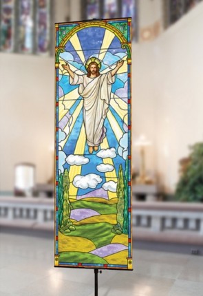 Celebration Banners Stained Glass Series "Risen Christ" 2'W X 6'H Worship Banner