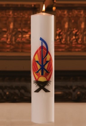 Dadant Candle 3"D Chi Rho And Manger Christ Candle