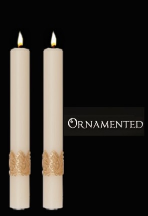 Dadant Candle Classic Series Ornamented Side Altar Candles  - Set of 2 Candles