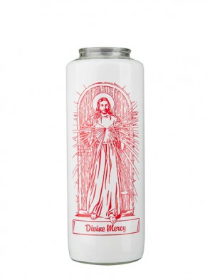 Dadant Candle Divine Mercy 6-Day, Glass Devotional Candle - Case of 12 Candles