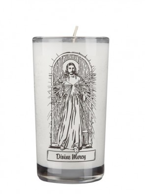 Dadant Candle Divine Mercy 72-Hour Glass Prayer Candle - Case of 12 Candles