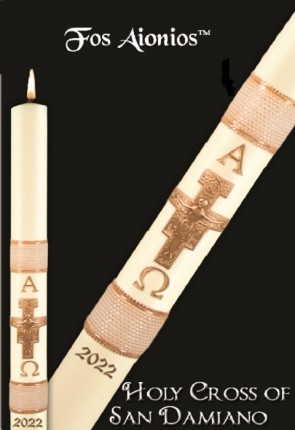 Dadant Candle Fos Aionios Series "Holy Cross of San Damiano" Paschal Candle