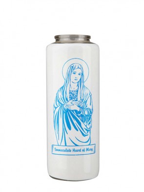 Dadant Candle Immaculate Heart of Mary 6-Day, Glass Devotional Candle - Case of 12 Candles