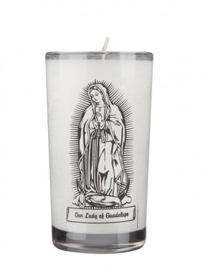 Dadant Candle Our Lady of Guadalupe 72-Hour Glass Prayer Candle - Case of 12 Candles