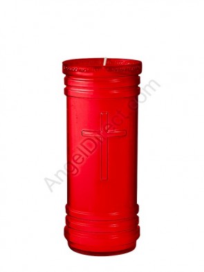 Dadant Candle P-Series Ruby, 5-1/2 Day, Plastic Devotional Candle - Case Of 24 Candles