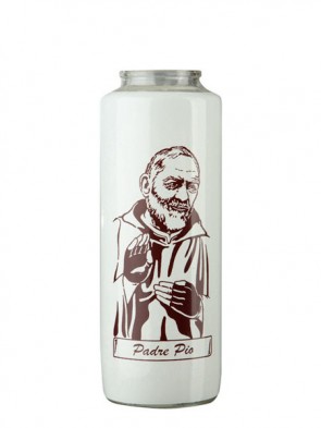 Dadant Candle Padre Pio 6-Day, Glass Devotional Candle - Case of 12 Candles