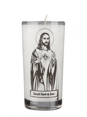 Dadant Candle Sacred Heart of Jesus 72-Hour Glass Prayer Candle - Case of 12 Candles