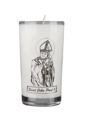 Dadant Candle Saint John Paul II 72-Hour Glass Prayer Candle - Case of 12 Candles