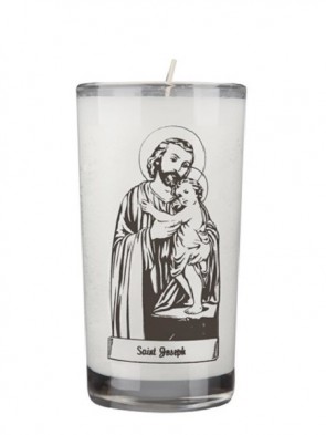 Dadant Candle Saint Joseph and Child 72-Hour Glass Prayer Candle - Case of 12 Candles