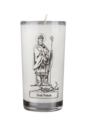 Dadant Candle Saint Patrick 72-Hour Glass Prayer Candle - Case of 12 Candles