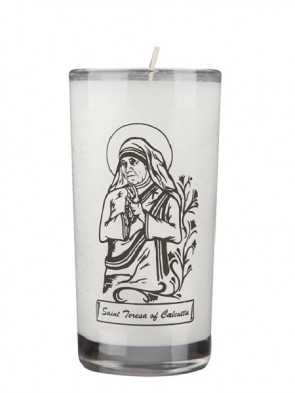 Dadant Candle Saint Teresa of Calcutta 72-Hour Glass Prayer Candle - Case of 12 Candles