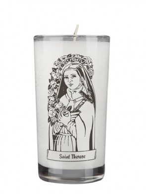 Dadant Candle Saint Thérèse of Lisieux 72-Hour Glass Prayer Candle - Case of 12 Candles