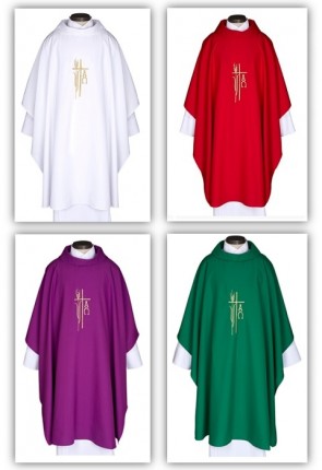 R.J. Toomey Alpha Omega Collection Set of Four Monastic Chasubles with Cowl Neck and Inner Stoles
