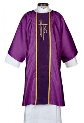 R.J. Toomey Alpha Omega Jacquard Collection Purple Dalmatic with Inner Stole