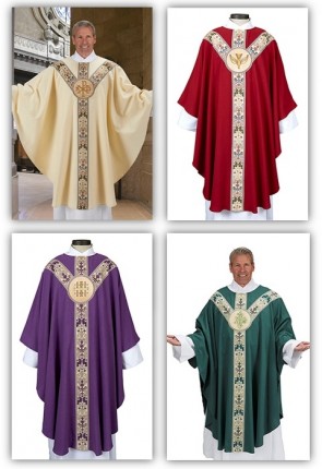R.J. Toomey Coronation Collection Set of Four Semi-Gothic Chasubles with Inner Stoles