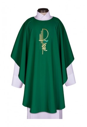 R.J. Toomey Eucharistic Collection Green Chasuble with Round Neck and Inner Stole