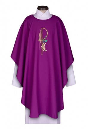 R.J. Toomey Eucharistic Collection Purple Chasuble with Round Neck and Inner Stole
