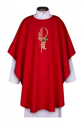 R.J. Toomey Eucharistic Collection Red Chasuble with Round Neck and Inner Stole