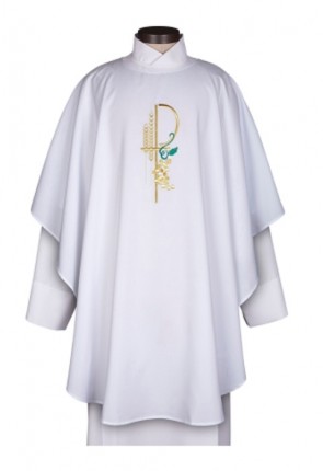 R.J. Toomey Eucharistic Collection White Chasuble with Round Neck and Inner Stole