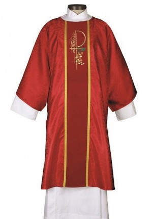 R.J. Toomey Eucharistic Jacquard Collection Red Dalmatic with Inner Stole