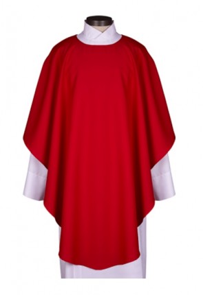 R.J. Toomey Everyday Collection Red Chasuble with Round Neck and Inner Stole