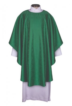 R.J. Toomey Everyday Jacquard Collection Green Chasuble with Round Neck and Inner Stole