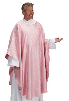 R.J. Toomey Everyday Jacquard Collection Rose Chasuble with Round Neck and Inner Stole