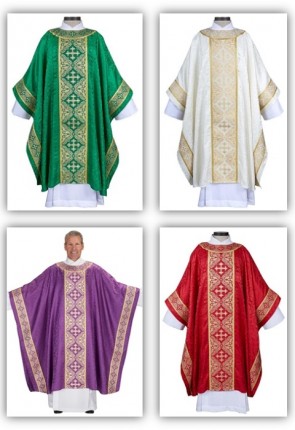 R.J. Toomey Excelsis Collection Set of Four Monastic Chasubles with Banded Round Neck and Inner Stoles