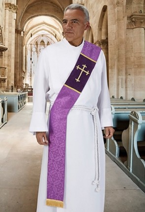 R.J. Toomey Fleur-de-Lis Cross Collection Purple Deacon Stole