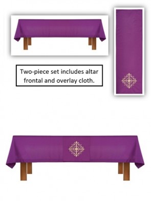 R.J. Toomey Holy Trinity Collection Purple Altar Frontal and Overlay Cloth Set