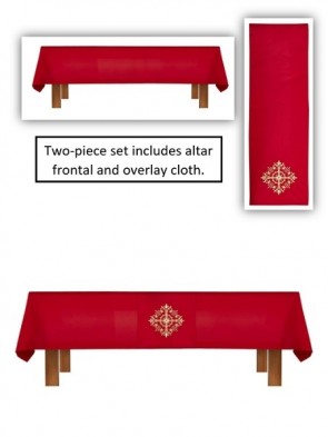 R.J. Toomey Holy Trinity Collection Red Altar Frontal and Overlay Cloth Set