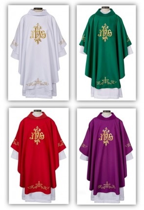 R.J. Toomey IHS Gothic Collection Set of Four Chasubles with Cowl Collar and Inner Stoles