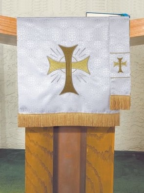 R.J. Toomey Maltese Cross White Jacquard Pulpit Scarf