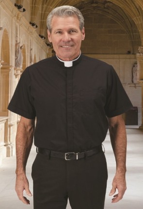 R.J. Toomey "Milano Comfort" Short-Sleeve, Roman-Style Collar Clergy Shirt 