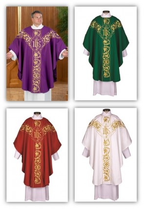 R.J. Toomey Roma Collection Set of Four Chasubles with Round Neck and Inner Stoles
