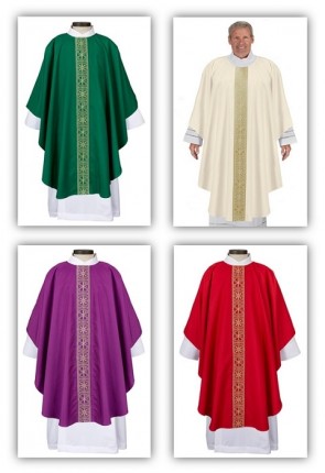R.J. Toomey San Damiano Collection Set of Four Chasubles with Round Neck and Inner Stoles