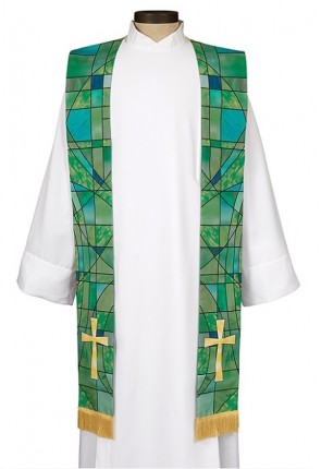 R.J. Toomey Stained Glass Collection Green Overlay Stole