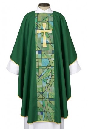 R.J. Toomey Stained Glass Green Chasuble with Inner Stole