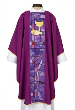 R.J. Toomey Stained Glass Purple Chasuble with Inner Stole