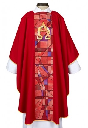 R.J. Toomey Stained Glass Red Chasuble with Inner Stole