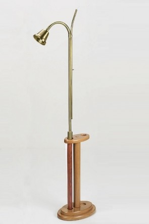 Sudbury Brass Maple Wood Candlelighter Floor Stand