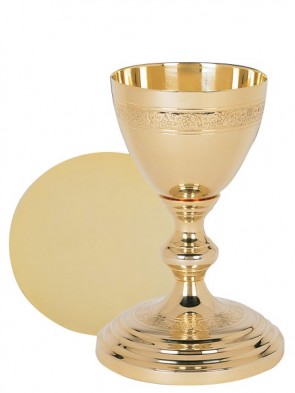 Sudbury Brass Etched Chalice and Paten Set