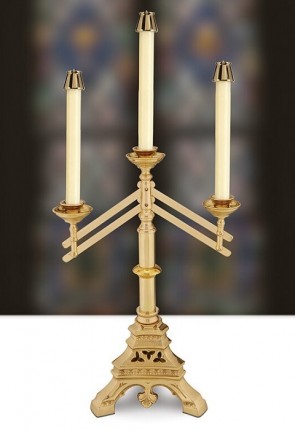 Sudbury Brass Versailles Series 17-3/4"H Three-Light Adjustable Table Candelabra