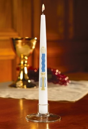 Will & Baumer 7/8"D "Water and Holy Spirit" Baptism Candle - Box of 24 Candles