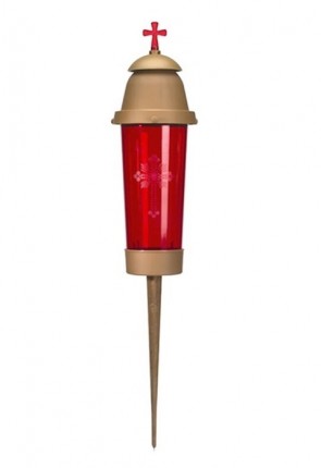Will & Baumer Cemetery Light with Red Plastic Globe