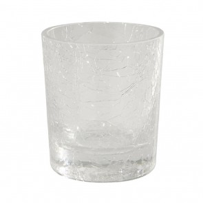Will & Baumer Clear, Crackle Glass, 15-Hour Votive Candle Holder - Box Of Four Holders
