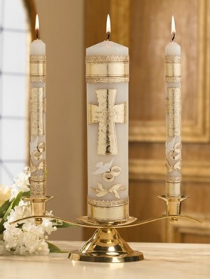 Will & Baumer Cross and Rings Wedding Unity Candle Set