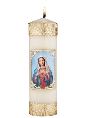 Will & Baumer Immaculate Heart of Mary Wax Devotional Candle - Set of Two Candles