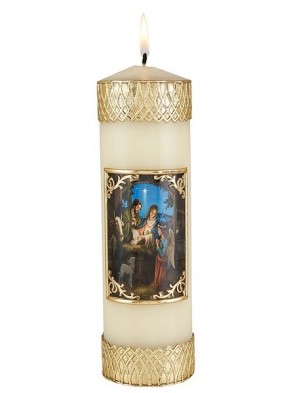 Will & Baumer Nativity Scene Wax Devotional Candle - Set of Two Candles